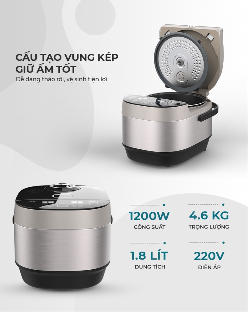 Nồi cơm điện cao tần 1.8L Sunhouse Mama SHD8959