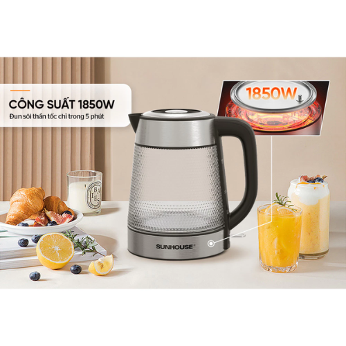 Ấm siêu tốc thủy tinh 1.8L Sunhouse SHD1220