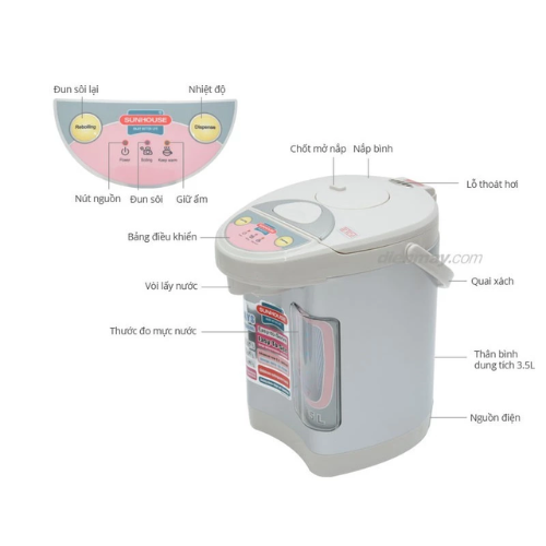Bình thủy điện 3.5L Sunhouse SHD1535C cafe