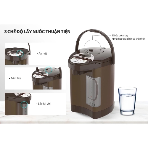 Bình thủy điện 3.5L Sunhouse SHD1535C cafe
