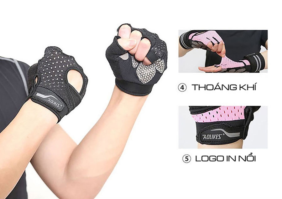 GĂNG TAY NỬA NGÓN TẬP GYM CAO CẤP AOLIKES A-113