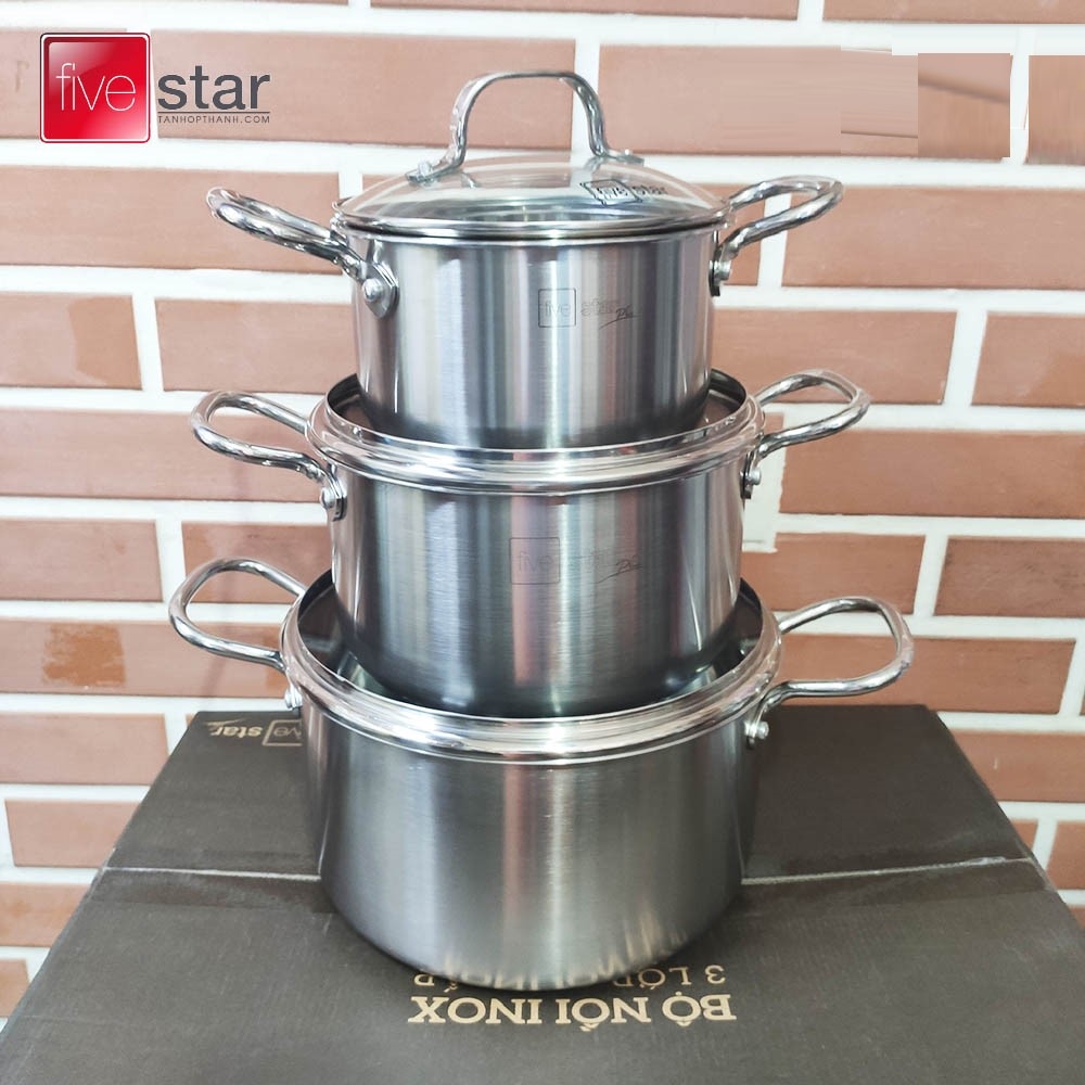 Bộ nồi xửng và chảo chống dính Inox 304 Fivestar Plus FPB5006 thân đúc đáy liền 5 món
