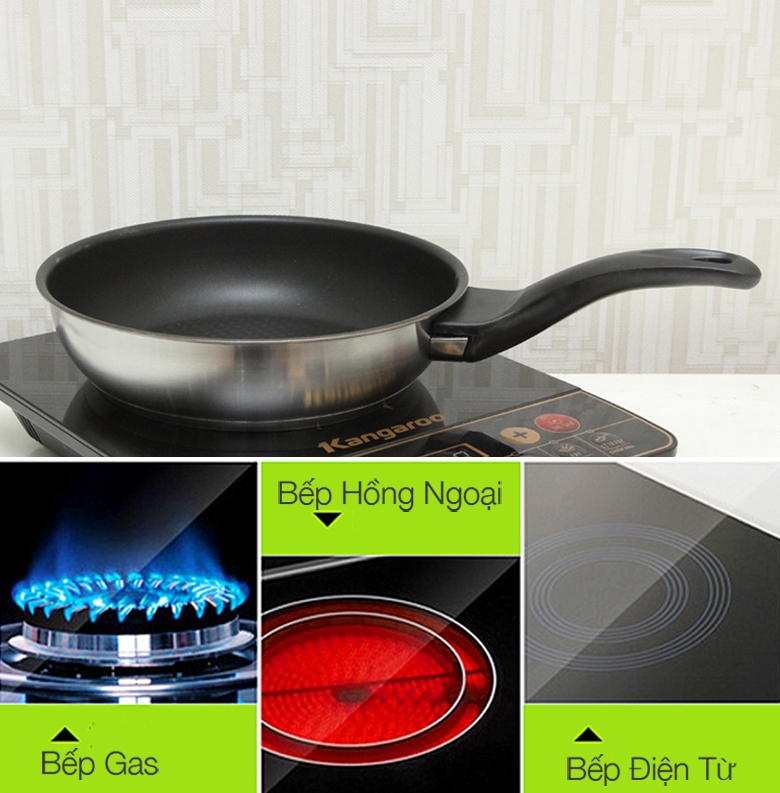 Chảo inox chống dính 3 đáy 24 cm Fivestar CKD24-3DI