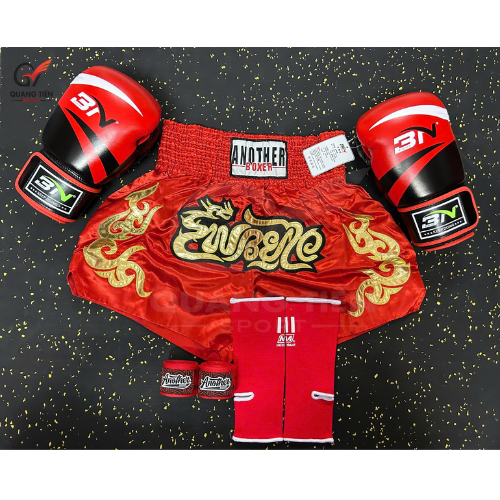 COMBO TẬP BOXING CƠ BẢN GĂNG BOXING + BĂNG ĐA + QUẦN MUAY + TẤT BẢO VỆ - ĐỎ