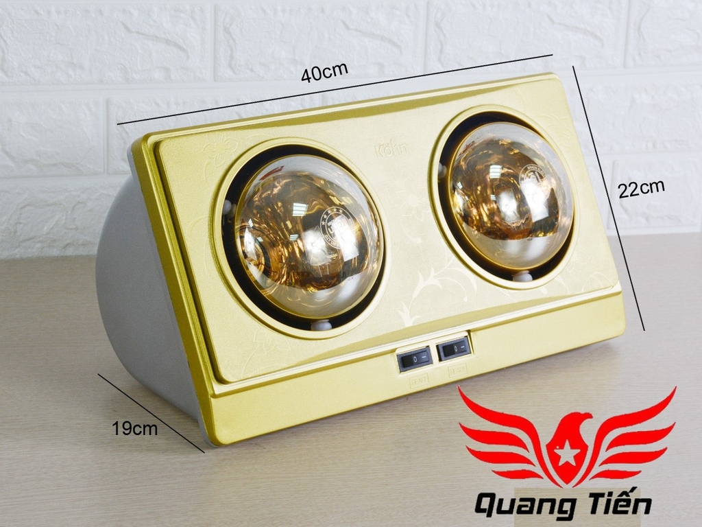 Đèn sưởi nhà tắm 2 bóng Braun Kohn KN02G 550W - Chính Hãng