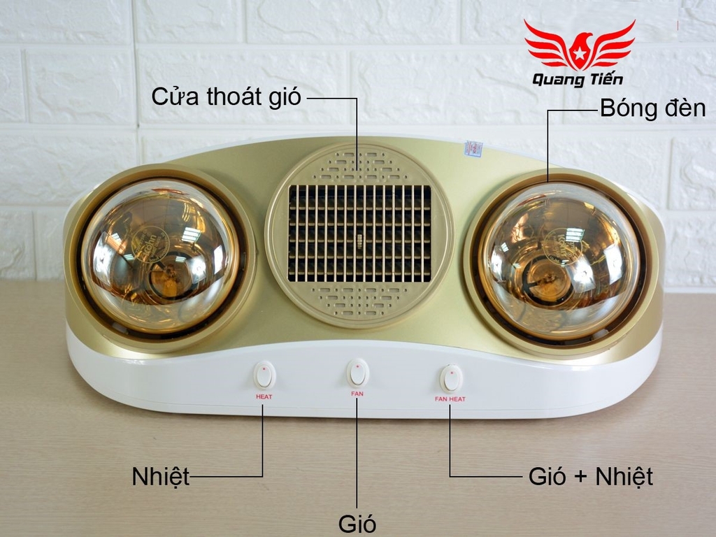 Đèn sưởi nhà tắm Kohn Braun KU02PG 2 bóng - Chính Hãng