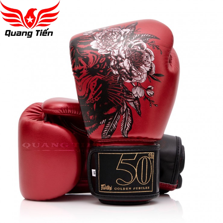 Găng Tay đấm bốc màu đỏ kim loại BGV Fairtex Golden Jubilee