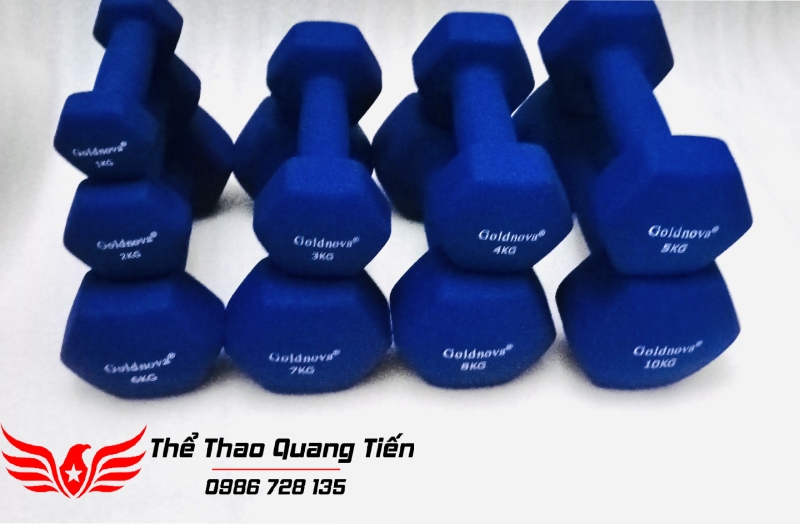 Tạ tay thép bọc su chất liệu nhung gai cao cấp Goldnova 7kg (giá 1 chiếc)
