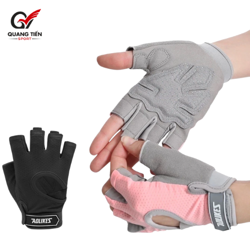 Găng tay tập gym Aolikes hở ngón cao cấp tập gym tập yoga AL - 119