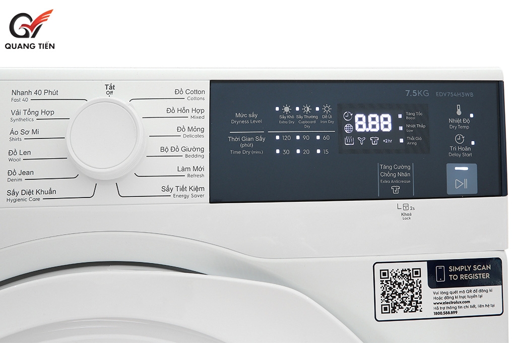 Máy sấy thông hơi Electrolux UltimateCare 7.5 kg EDV754H3WB