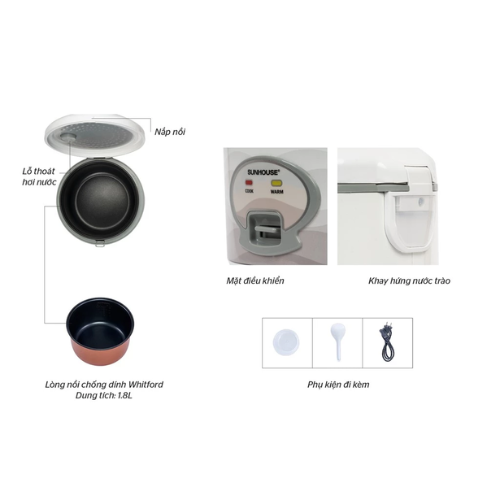 Nồi cơm điện 1.8L Sunhouse SHD8602