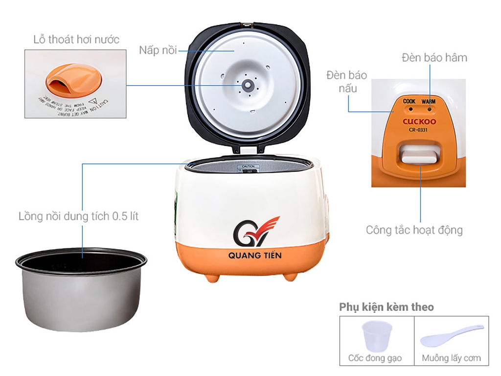 Nồi cơm điện Cuckoo CR-0331 0.54L (Bản xuất khẩu)