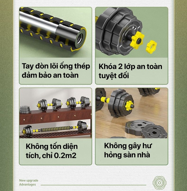 Bộ tạ tay đa năng, tạ lắp ghép – bê tông bọc nhựa KINGBOX