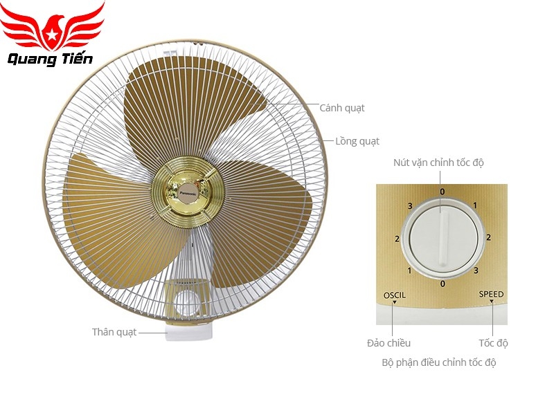 Quạt treo tường PANASONIC F409UGO - vàng kim