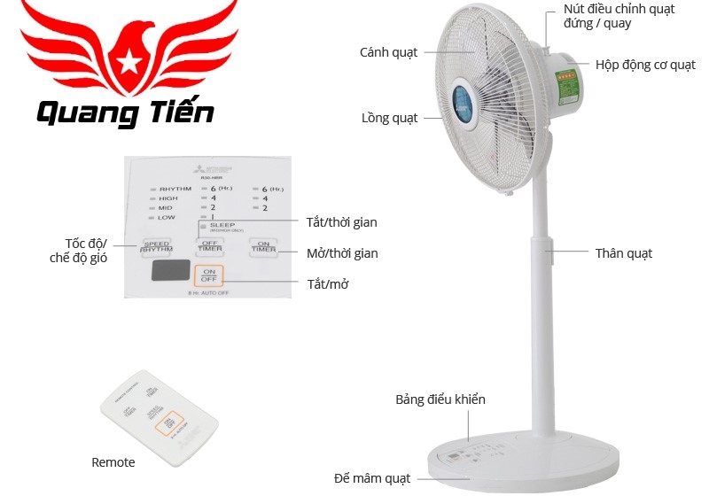 Quạt lửng Mitsubishi Tatami R12-HRA (màu trắng)