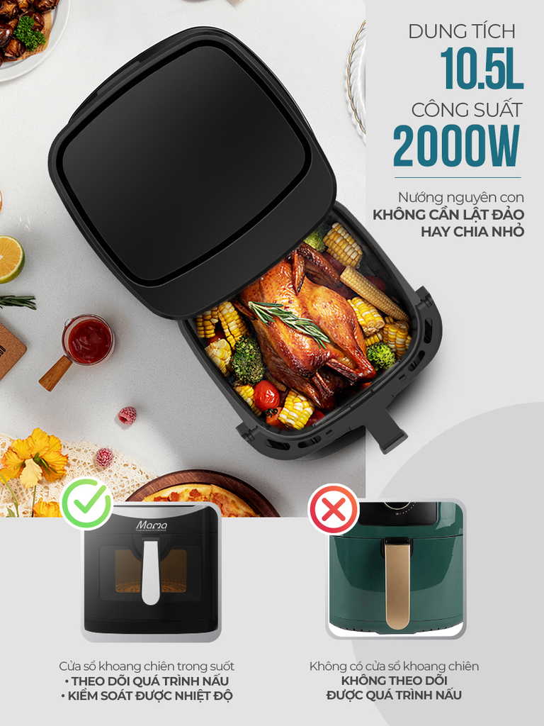 Nồi chiên không dầu 10.5L Sunhouse Mama SHD4093