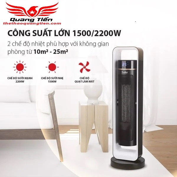 Máy Sưởi Gốm Saiko CH-2200R (2200W) cao cấp chính hãng
