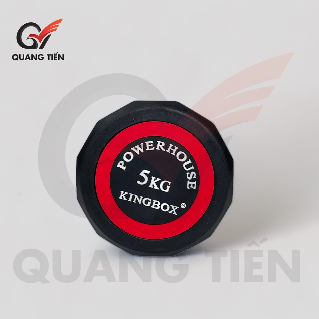 Tạ tay đơn KINGBOX 5kg thép bọc cao su vát cạnh cao cấp chính hãng