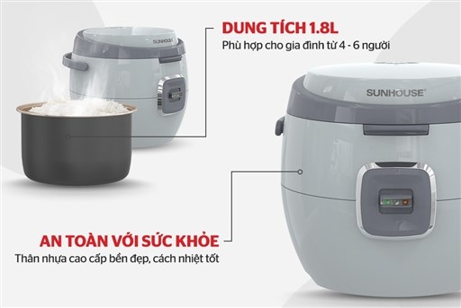 Nồi cơm điện 1.8L Sunhouse SHD8663G