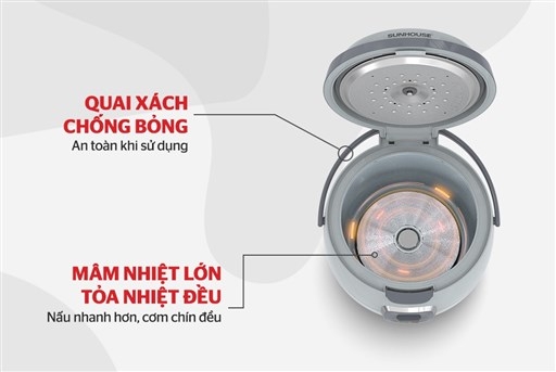 Nồi cơm điện 1.8L Sunhouse SHD8663G