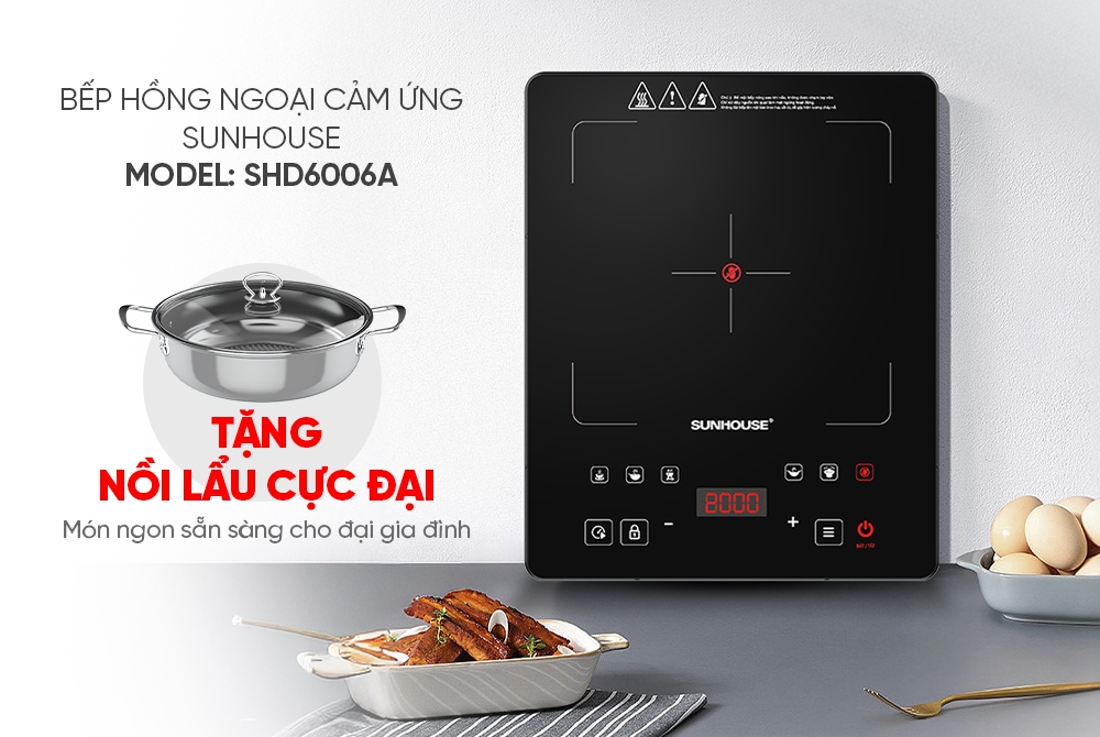 Bếp hồng ngoại cảm ứng Sunhouse SHD6006A