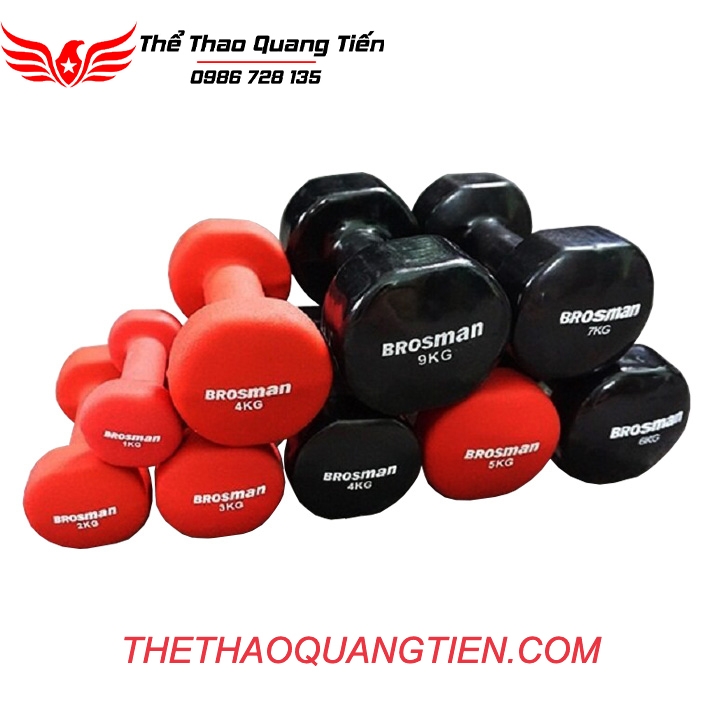 Tạ tay cao su brosman chính hãng 4 kg ĐEN (giá 1 chiếc )