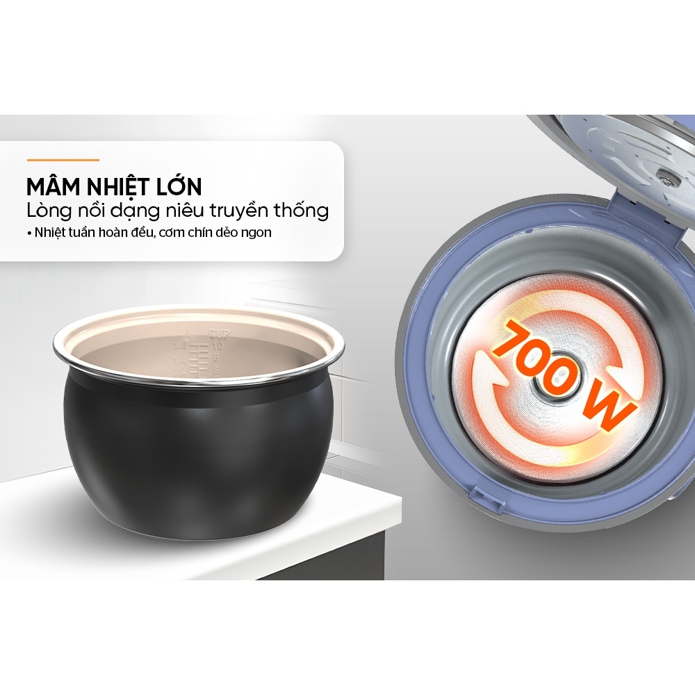 Nồi cơm điện 1.8L Sunhouse Mama SHD8666V