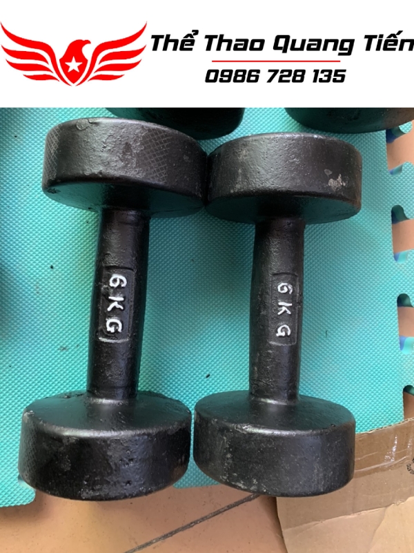 Tạ tay gang đúc liền khối 6 kg loại đẹp 2021 ( giá 1 chiếc )