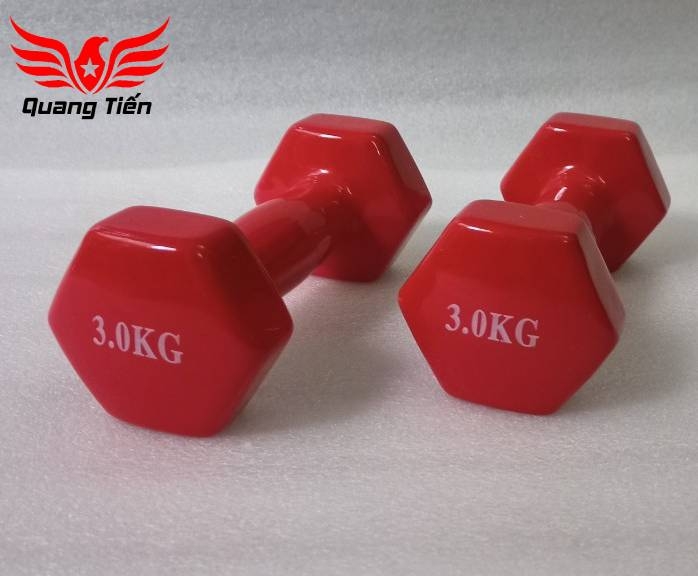 Tạ tay cao su cao cấp 3 kg Đỏ (giá 1 chiếc)