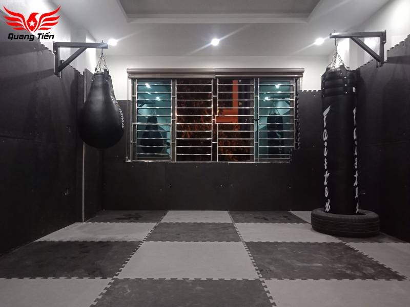 Thảm xốp phòng tập võ thuật , thể dục , thể thao , boxing , gym 1mx1m màu ghi đen (1 tấm)