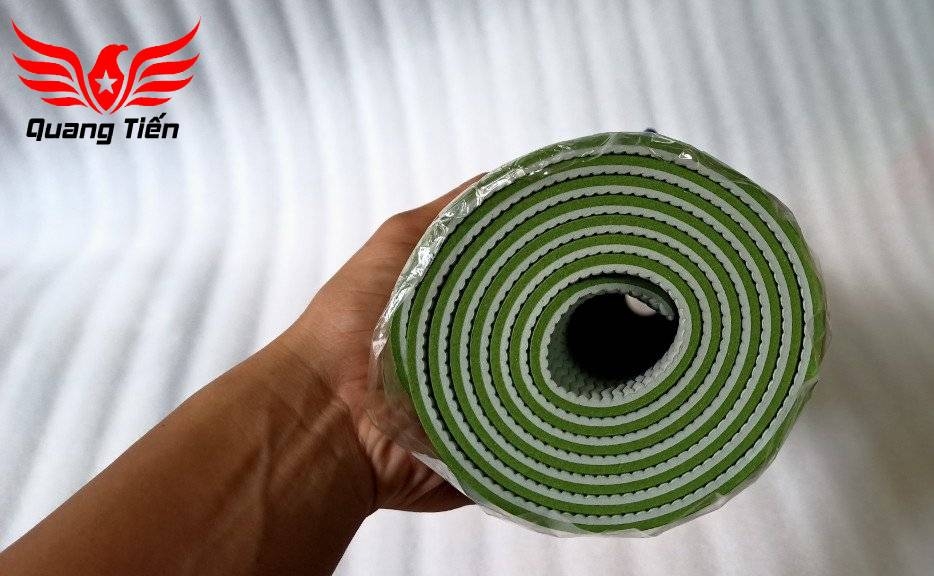 Thảm tập Yoga cao cấp định tuyến nhập khẩu 6 li 2 lớp chính hãng màu xanh bộ đội