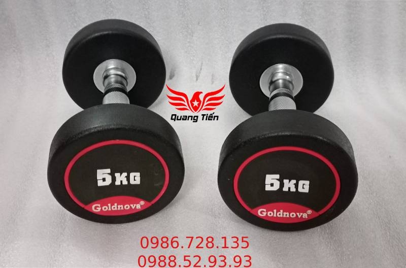 Tạ tay thép bọc cao su tay inox cao cấp Goldnova 5kg nhập khẩu (giá 1 chiếc)