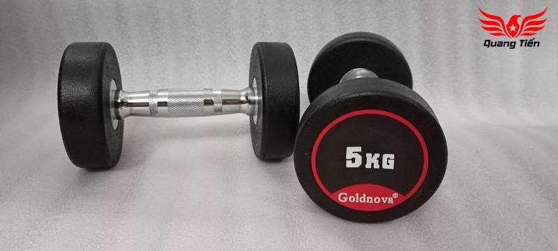 Tạ tay thép bọc cao su tay inox cao cấp Goldnova 5kg nhập khẩu (giá 1 chiếc)