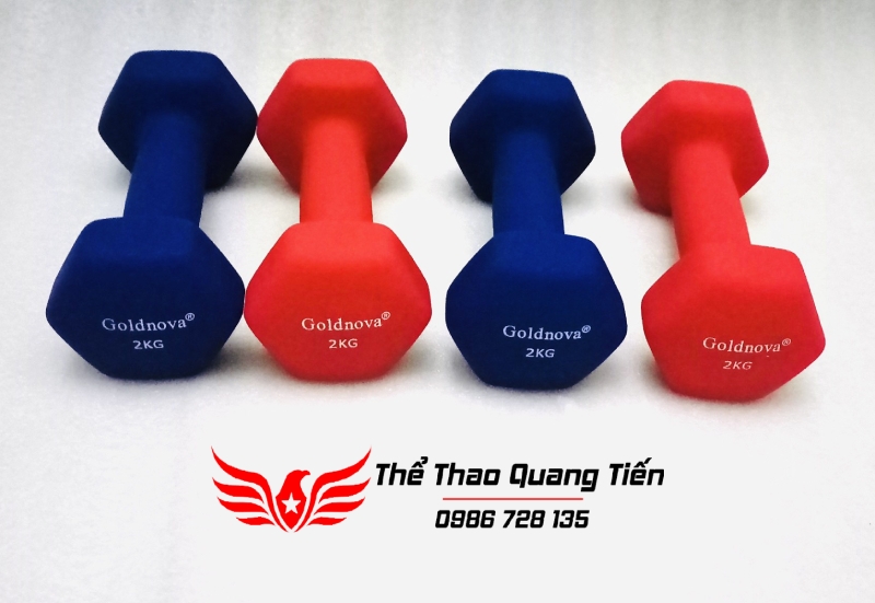 Tạ tay thép bọc su chất liệu nhung gai cao cấp Goldnova 2kg (giá 1 chiếc)