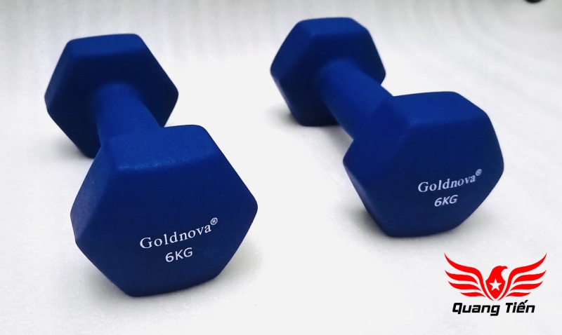 Tạ tay thép bọc su chất liệu nhung gai cao cấp Goldnova 6kg (giá 1 chiếc)