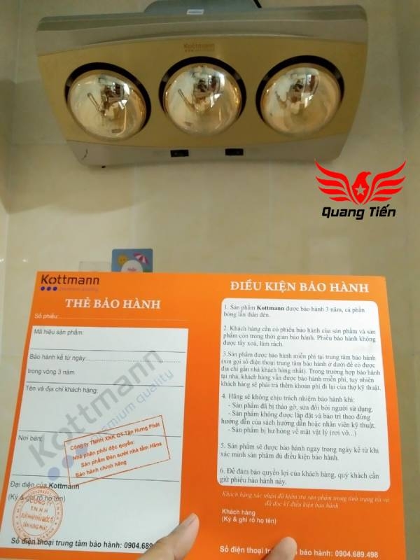 Đèn sưởi nhà tắm Kottmann 3 bóng K3B-H - Chính Hãng