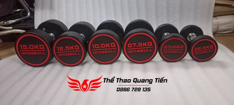 Tạ tay thép bọc cao su IronBull IR03 nhập khẩu chính hãng (giá 1 quả)