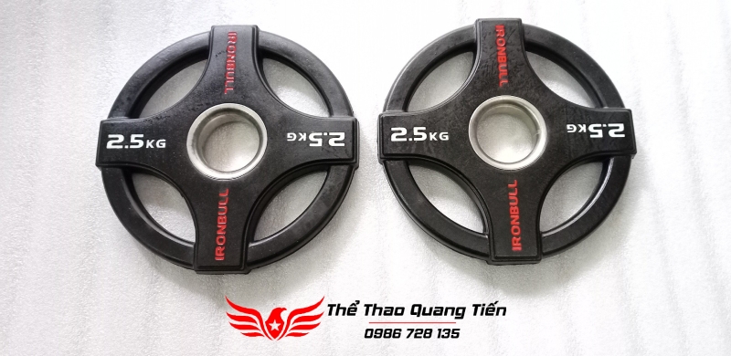 Tạ bánh đĩa cao su cao cấp Iron Bull 2.5kg nhập khẩu tem đỏ trắng chính hãng