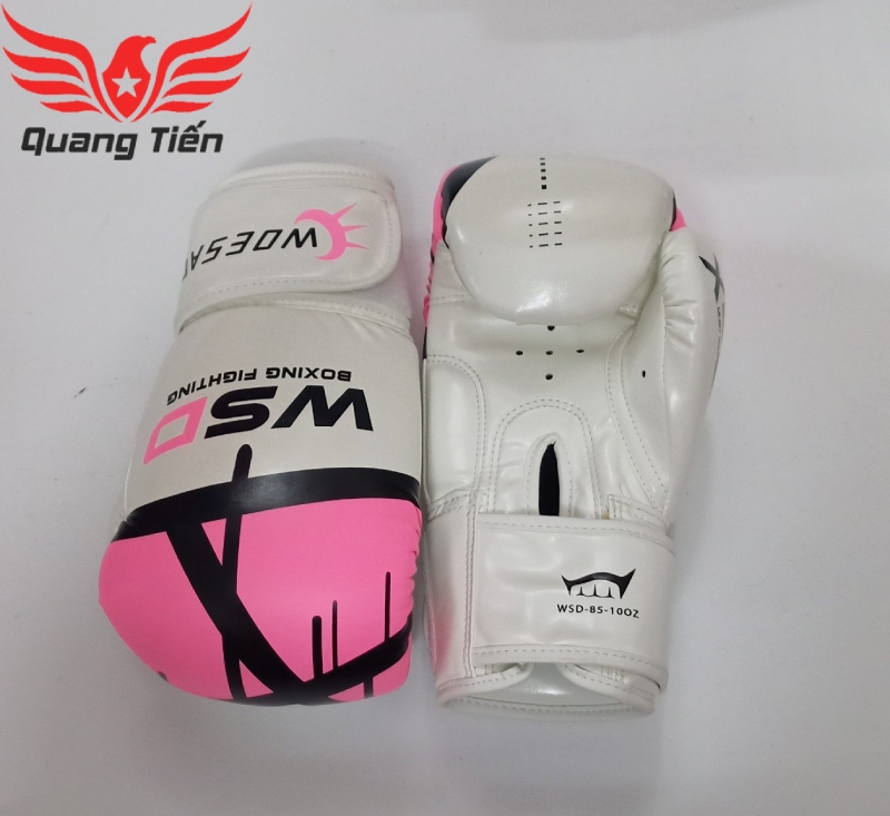 Găng tay boxing WSD chính hãng màu trắng hồng