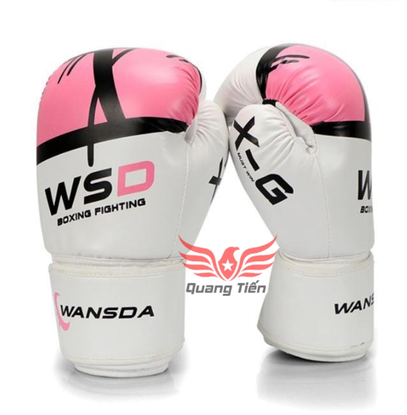 Găng tay boxing WSD chính hãng màu trắng hồng