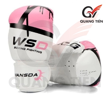 Găng tay boxing WSD chính hãng màu trắng hồng