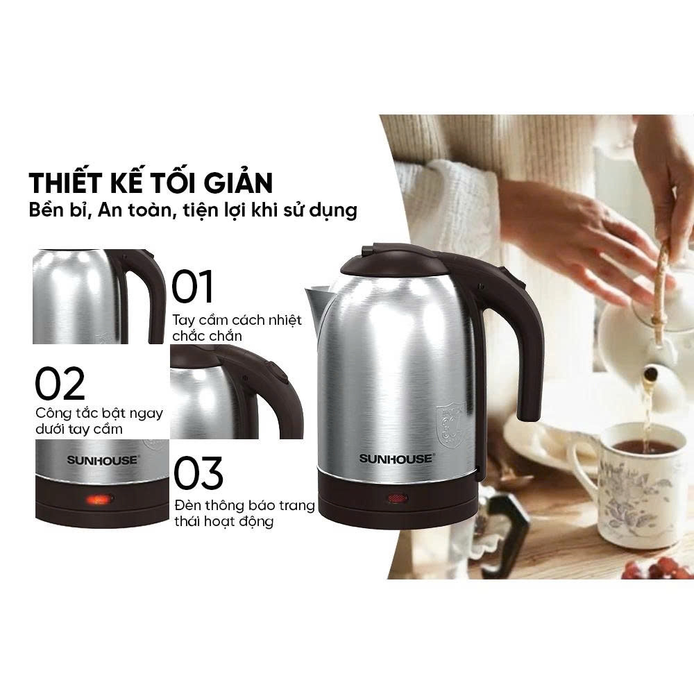 Ấm siêu tốc Inox 1.8L Sunhouse SHD1185