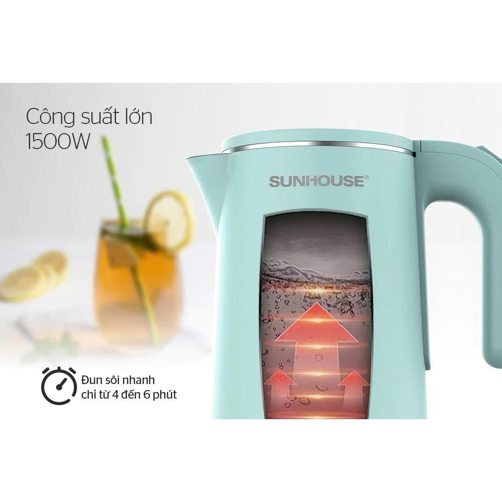 Ấm siêu tốc Inox 2 lớp 1.8L Sunhouse SHD1351
