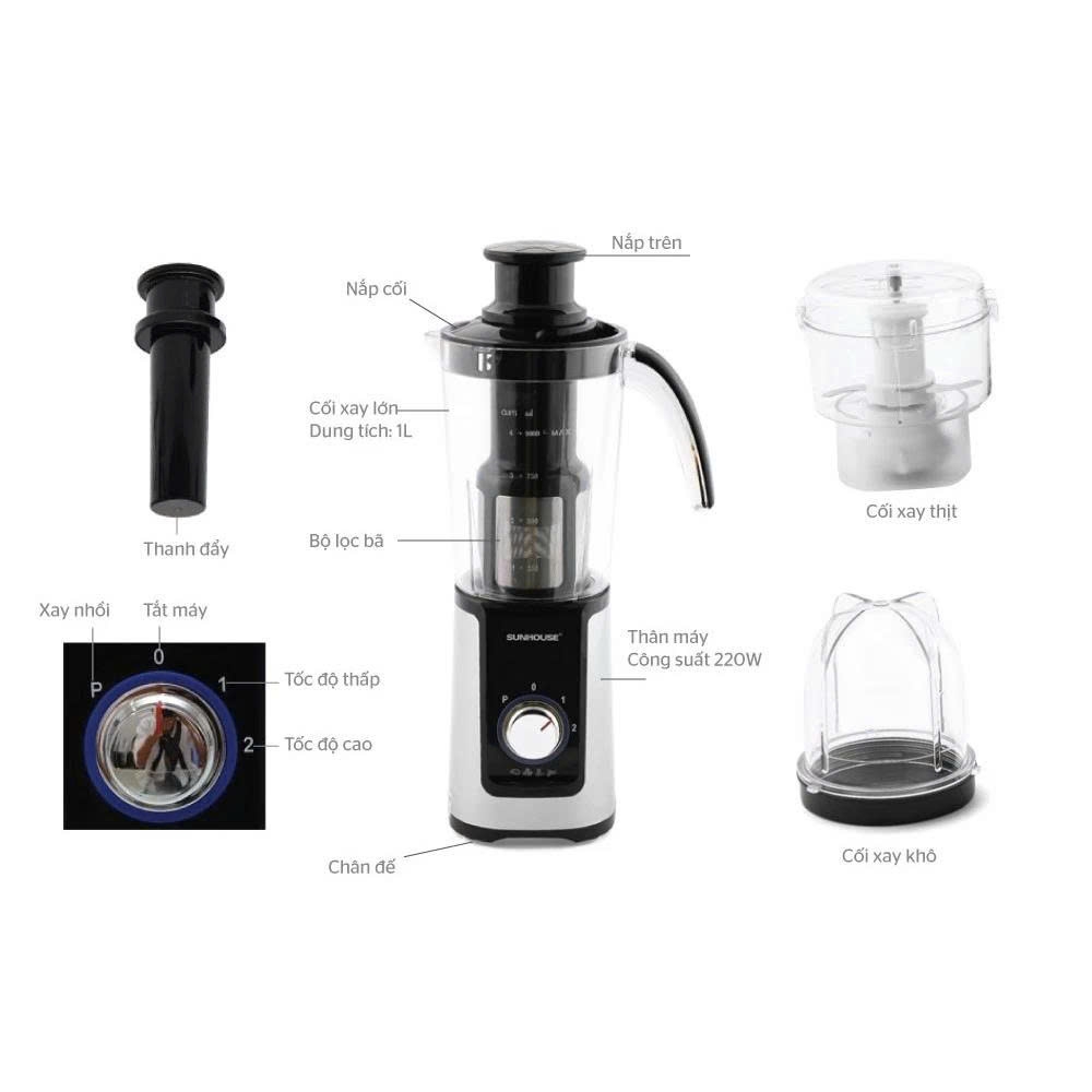 Máy xay sinh tố đa năng Sunhouse SHD5322 đen