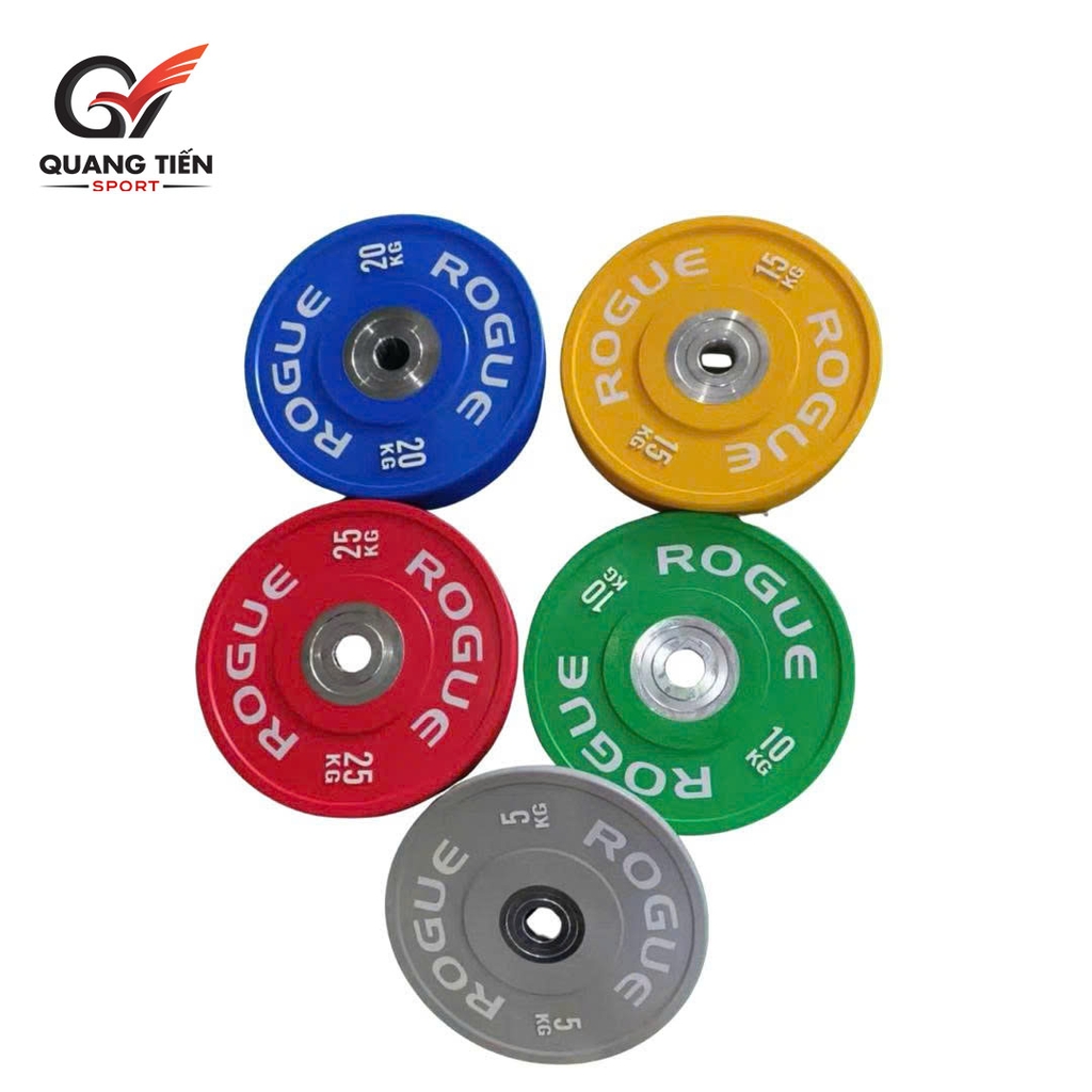 Tạ bánh cao su lõi thép nhỏ ROGUE cao cấp 25kg lỗ 50 nhập khẩu - Màu đỏ (1 cặp)