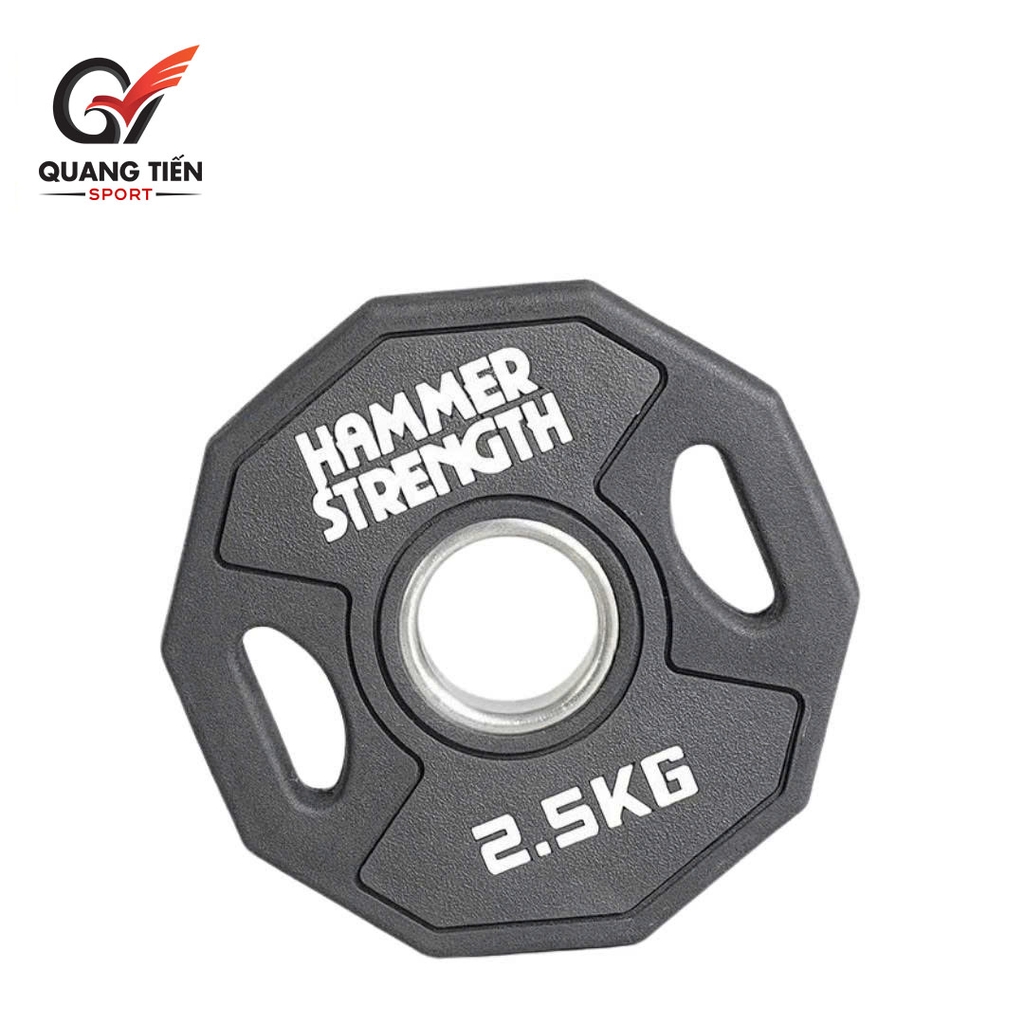 Tạ bánh cao su lõi thép Hammer Strength màu đen cao cấp lỗ 50 nhập khẩu (giá 1 cặp)