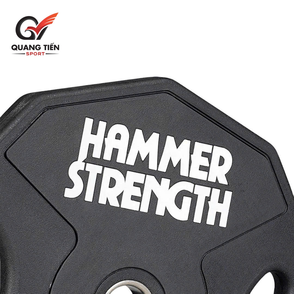 Tạ bánh cao su lõi thép Hammer Strength màu đen cao cấp lỗ 50 nhập khẩu (giá 1 cặp)