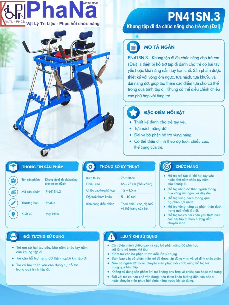 PN41SN.3 - Khung tập đi đa chức năng cho trẻ em M3 ( Đai)