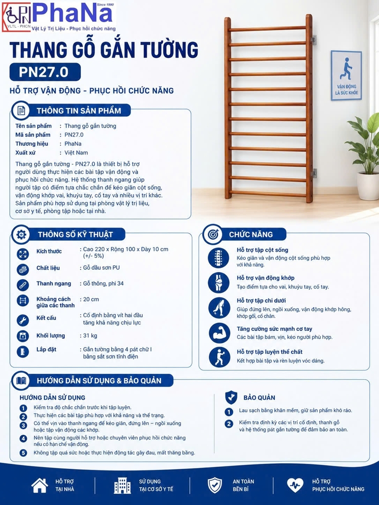 PN27.0 - Thang gỗ gắn tường