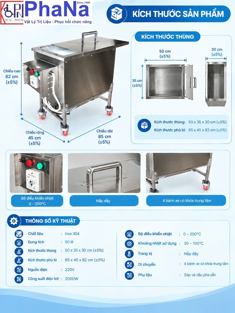 PN39.1 - Thùng nấu sáp ( Paraffin ) điều trị giảm đau